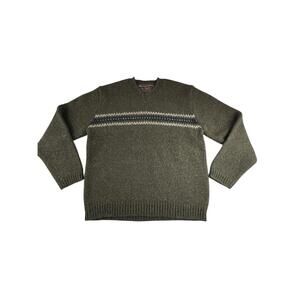 Vintage Abercrombie and Fitch 100% Wool Sweater Mens Size L Green Striped 90s